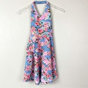 Speechless Blue Floral Kids Formal Dress